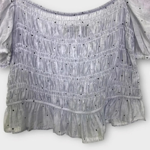 ZARA Polka Dot Organza Top Blouse Smocked Puff Sleeve - Picture 8 of 10